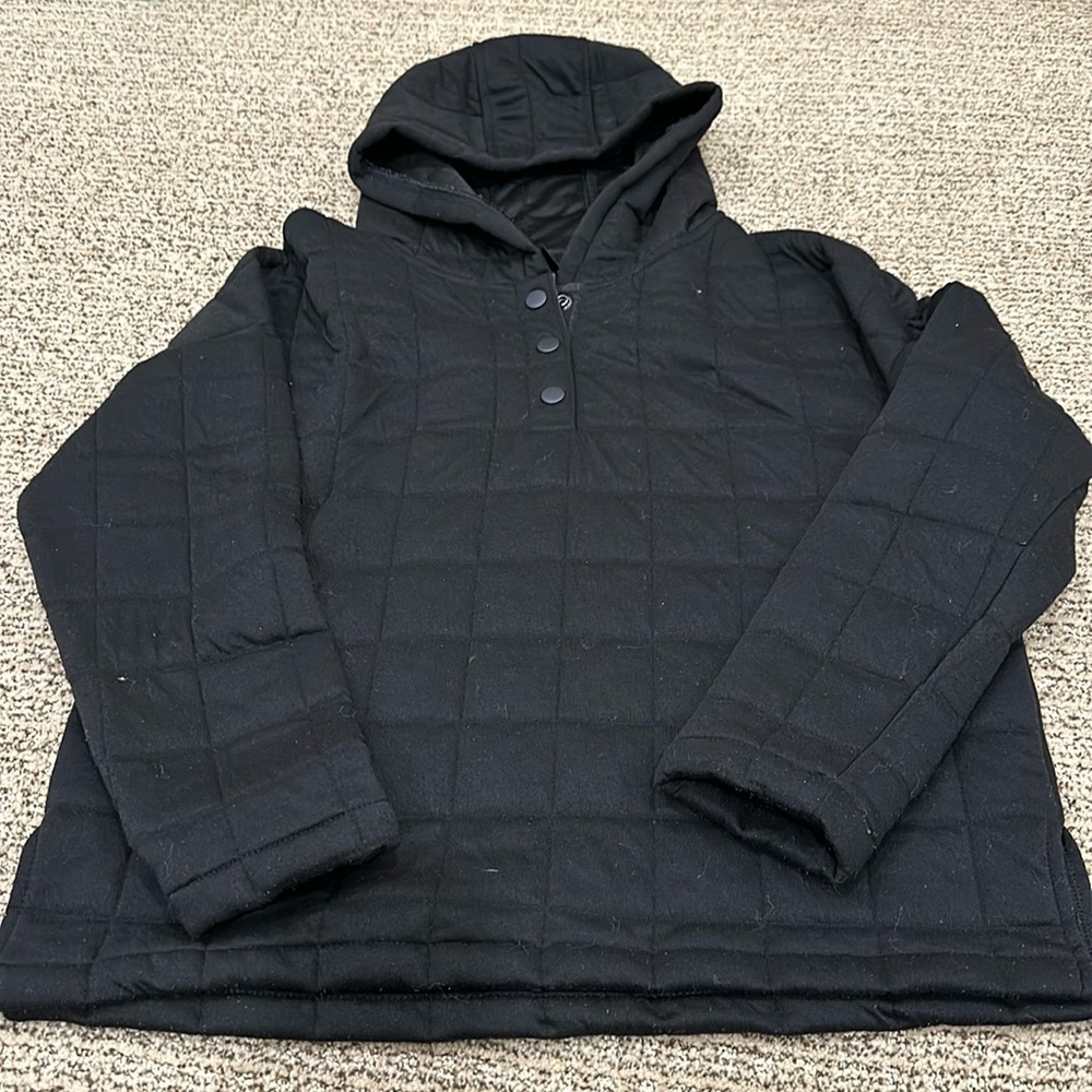 Hoodied athletic warm square neck sweatshirt